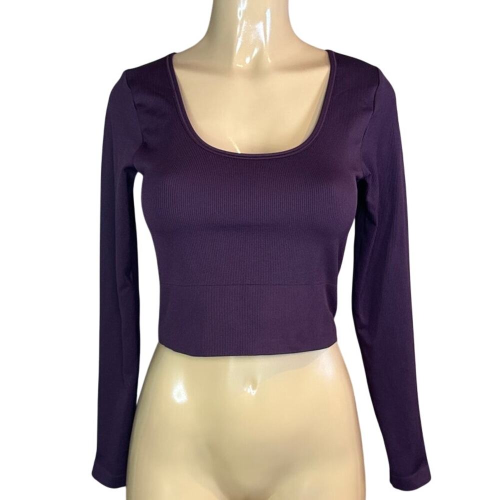 Athleta Aurora Seamless Top Ribbed Long Sleeve Spiced Cabernet Size Medium